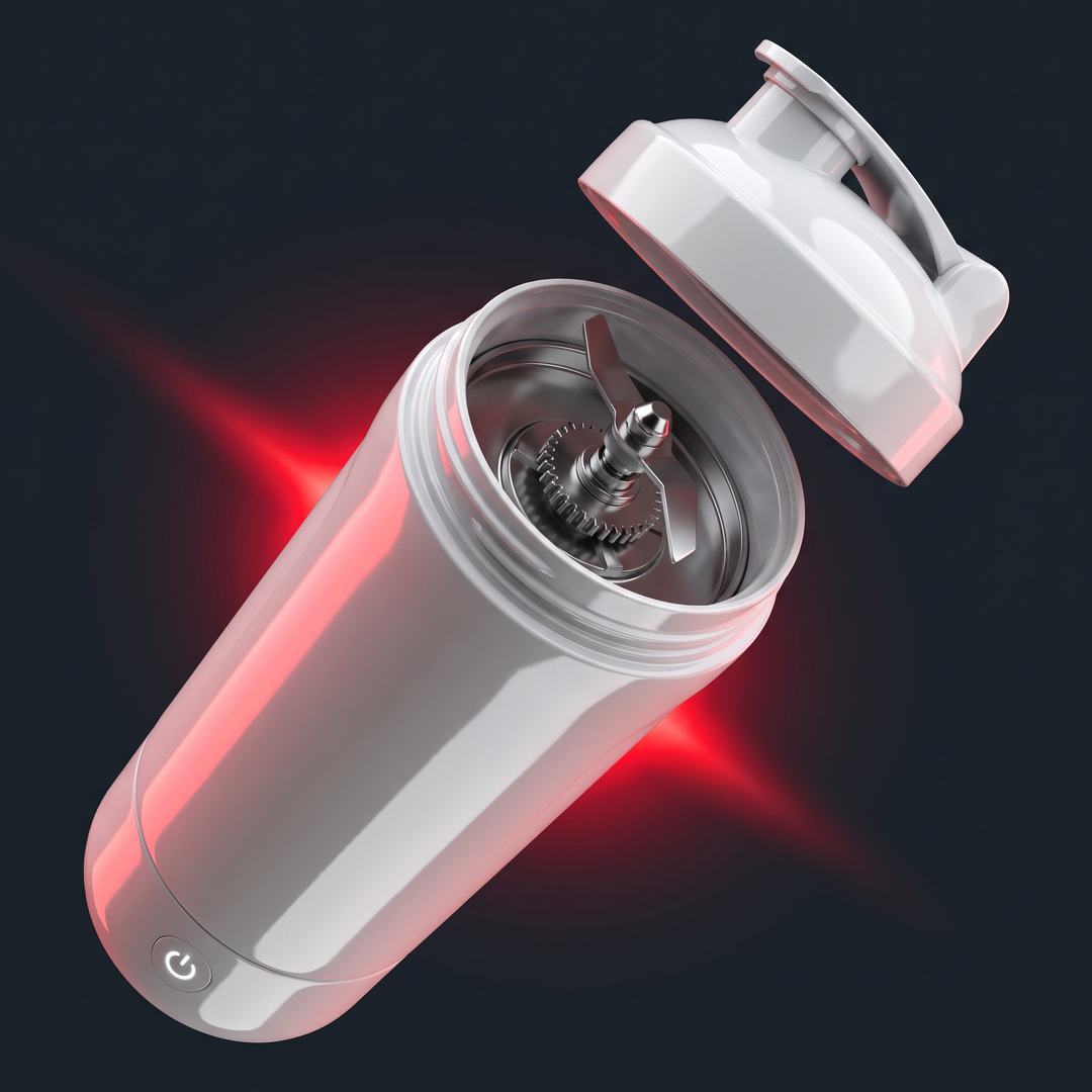 Electric Protein Shaker Bottle 650ml - White - automatic mixing blade mechanism