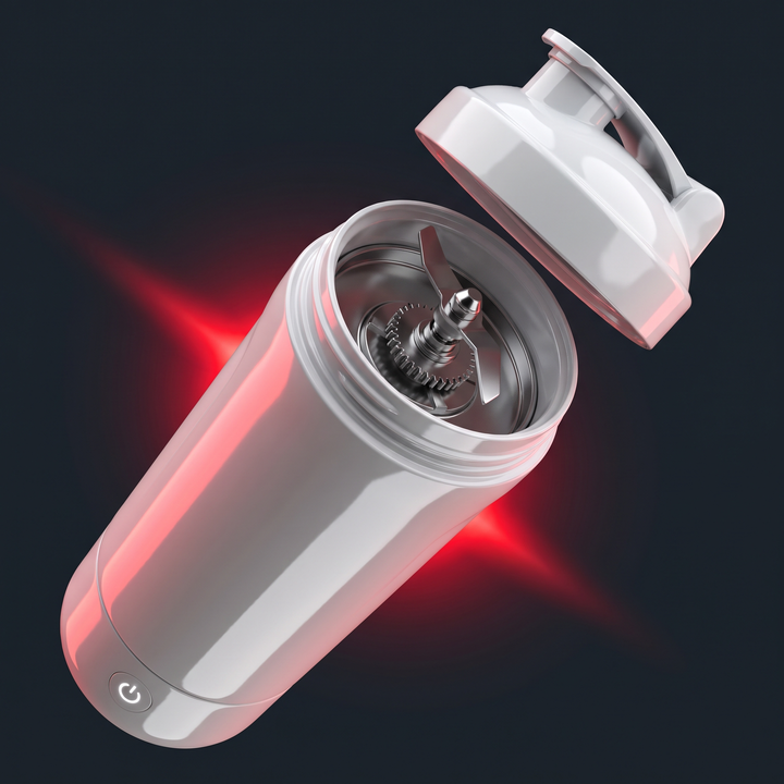 Electric Protein Shaker Bottle 650ml - White - automatic mixing blade mechanism