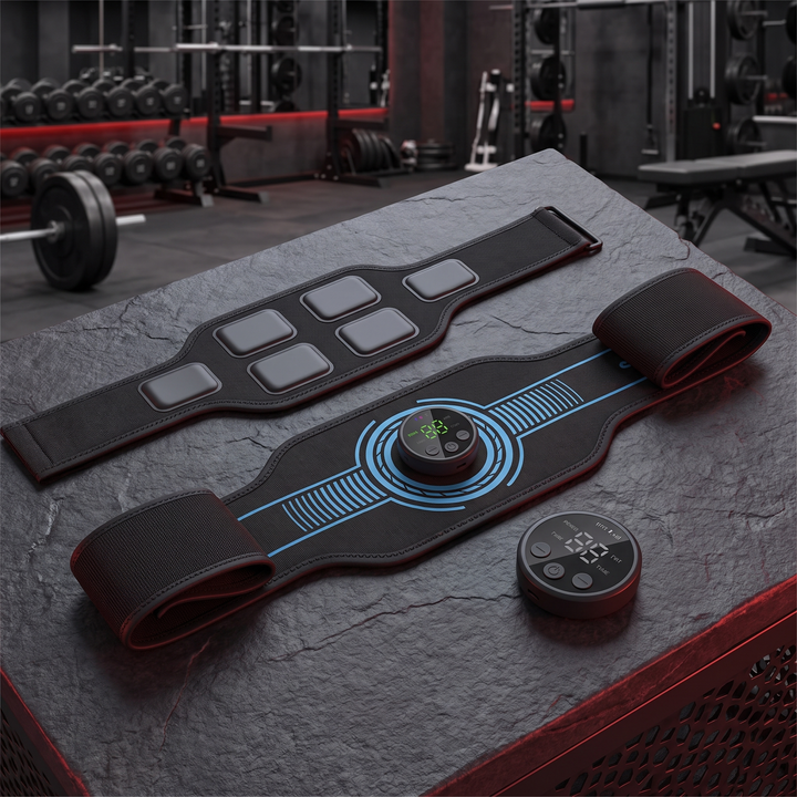 Professional EMS Muscle Stimulator Belt Abdominal Toning Belt Electric ABS Trainer Arm Leg Back Muscle Stimulation Fitness Massager Home Gym - full kit belly belt with 2 arm pads and control unit
