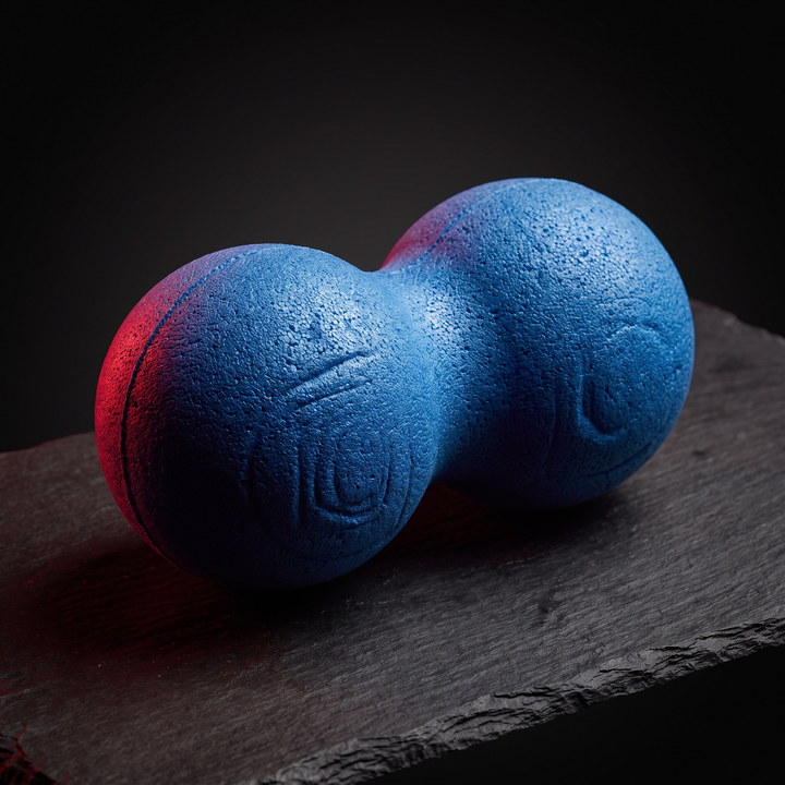 PHYSIOATHLETX blue dual-lobe myofascial release massage ball, high-density EPP foam trigger point recovery tool
