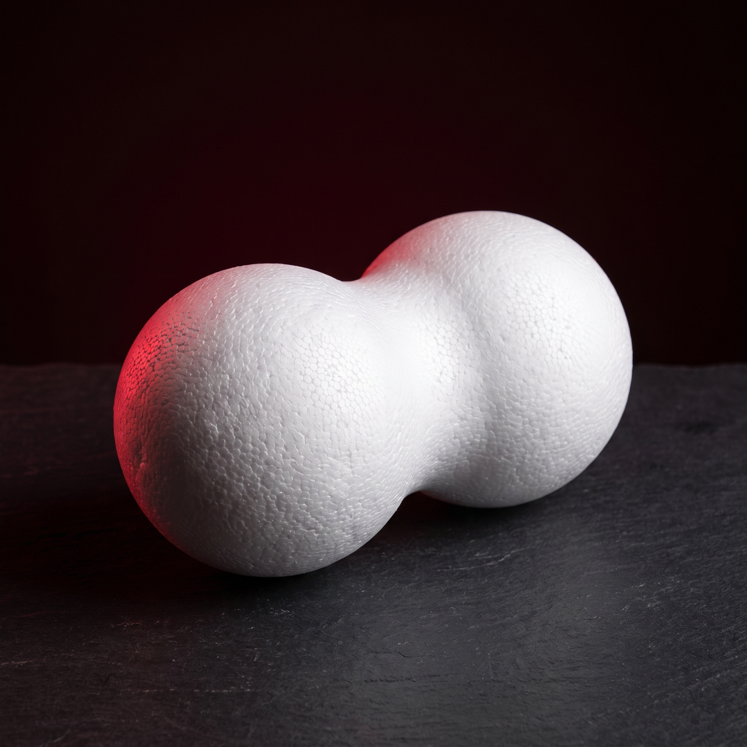 PHYSIOATHLETX white dual-lobe myofascial release massage ball, high-density EPP foam trigger point recovery tool
