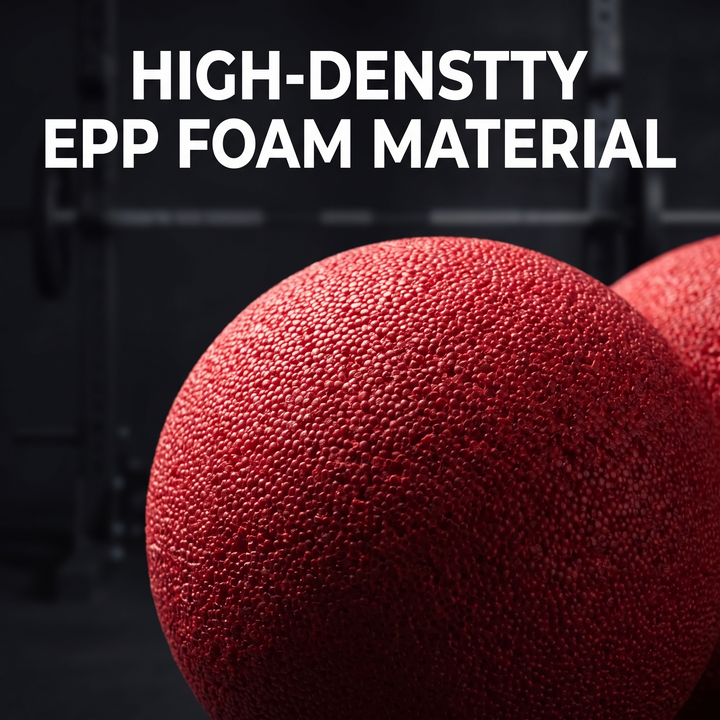 Macro shot of PHYSIOATHLETX high-density EPP foam material on peanut massage ball