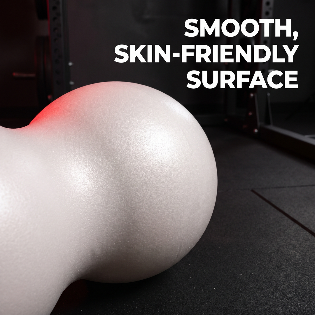 Macro close-up of smooth surface on PHYSIOATHLETX peanut massage ball