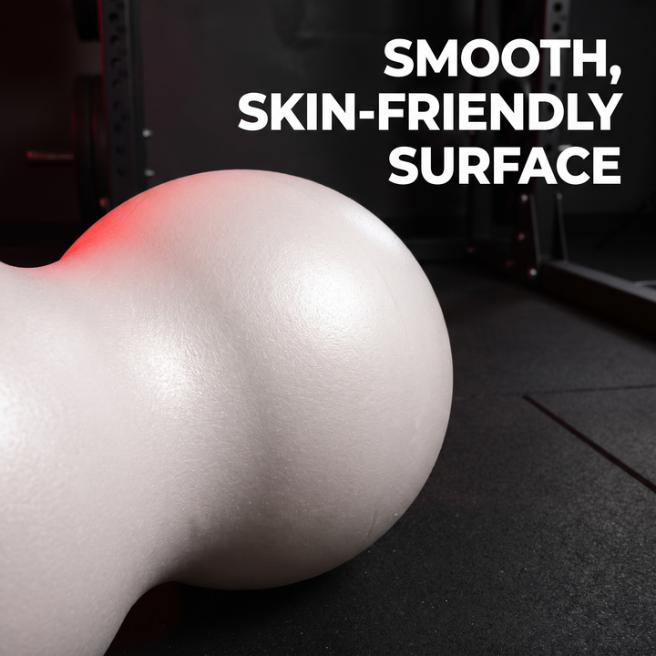 Macro close-up of smooth surface on PHYSIOATHLETX peanut massage ball