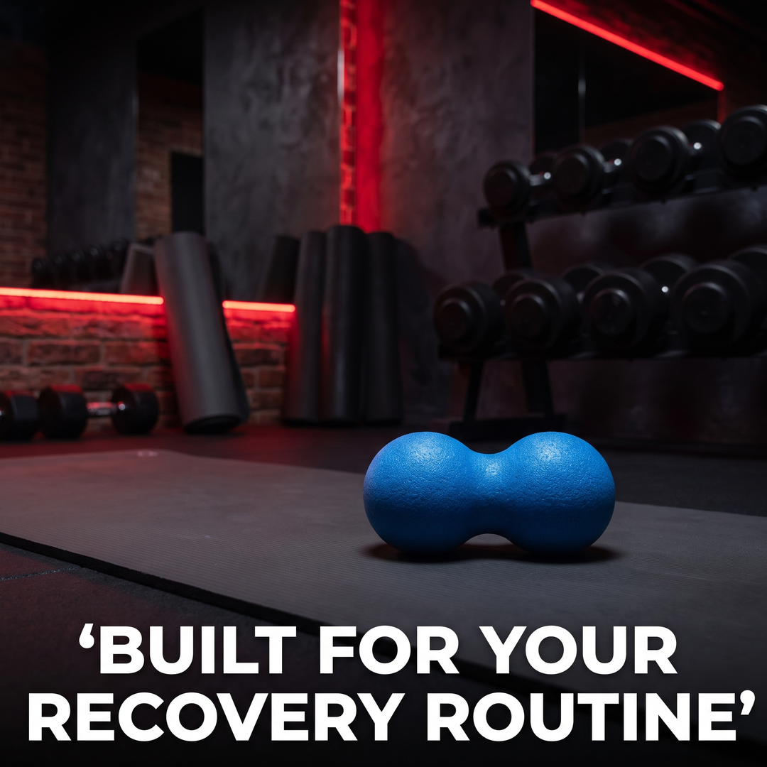 PHYSIOATHLETX peanut massage ball in home gym recovery setting