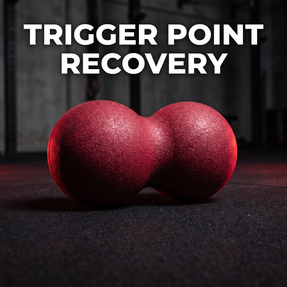 PHYSIOATHLETX red peanut massage ball for trigger point recovery, dual-lobe high-density foam