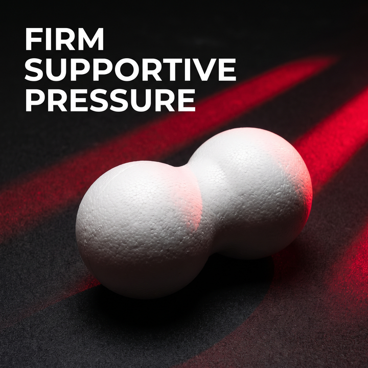 PHYSIOATHLETX white peanut massage ball demonstrating firm supportive pressure