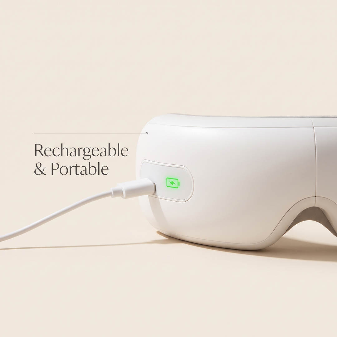 PhysioAthletX 3D Compression Eye Massager - rechargeable and portable USB charging feature