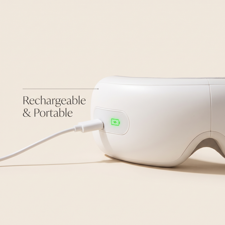 PhysioAthletX 3D Compression Eye Massager - rechargeable and portable USB charging feature
