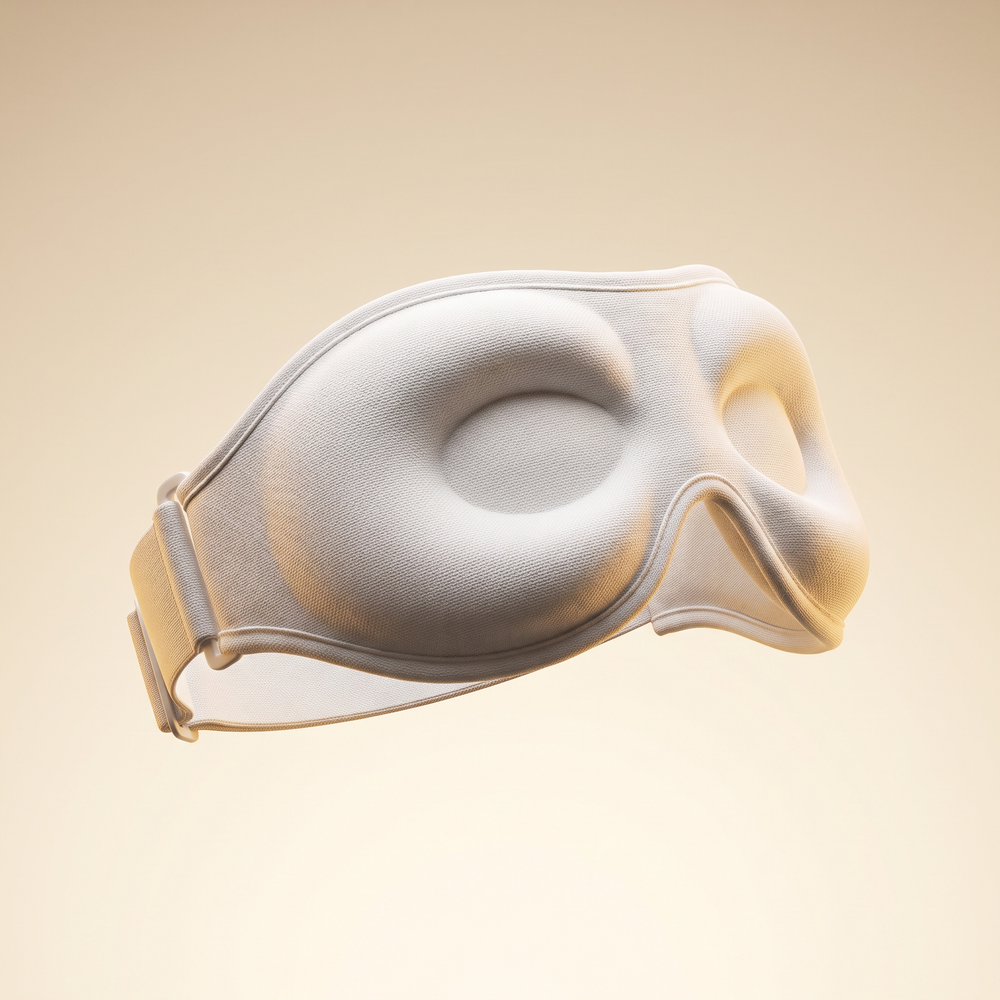 PhysioAthletX 3D Compression Eye Massager - three-quarter angle view showing contoured eye cups
