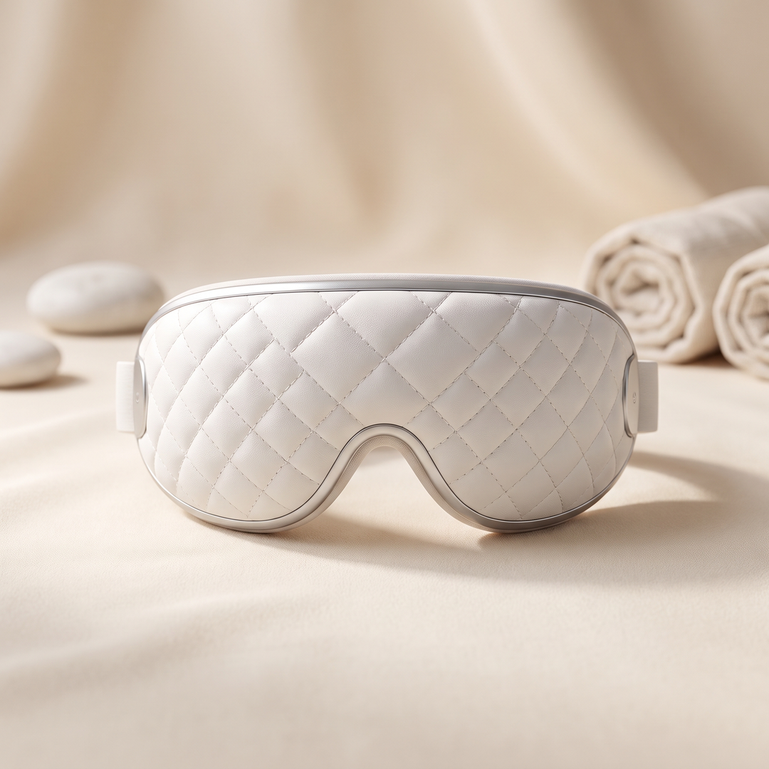 PhysioAthletX 3D Compression Eye Massager - front view on soft cream background
