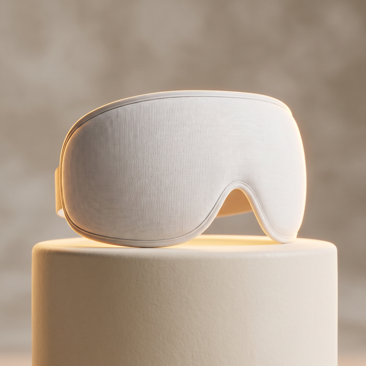 PhysioAthletX 3D Compression Eye Massager - elegant studio hero shot on pedestal
