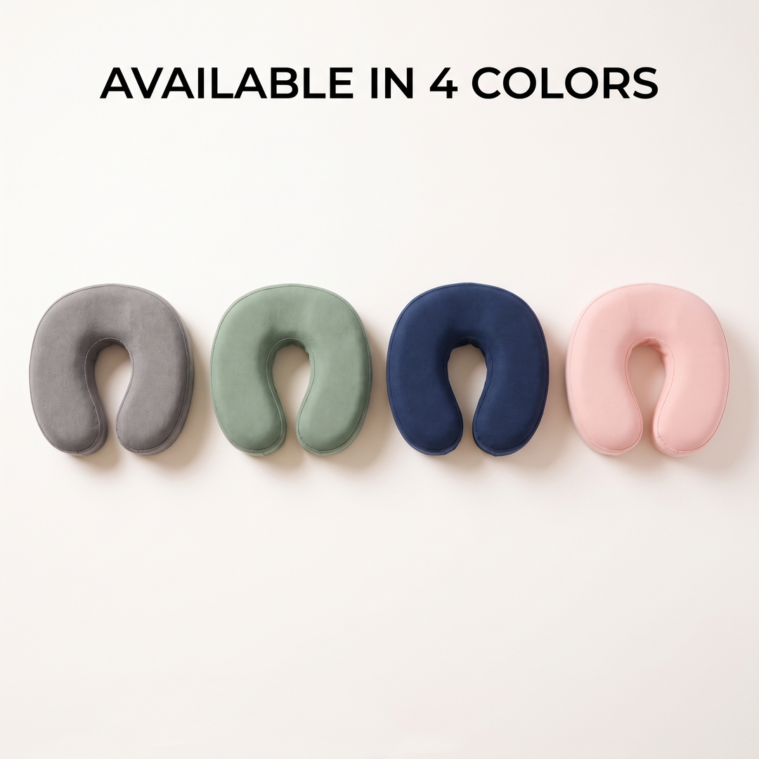 Four color options of memory foam massage table headrest cushion: gray, green, navy, pink