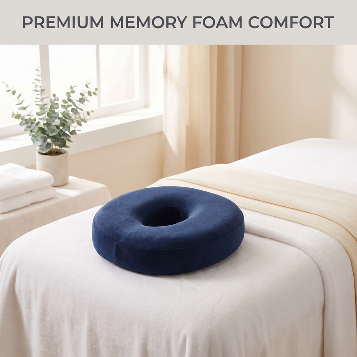 Navy blue memory foam prone face-down headrest cushion for massage tables