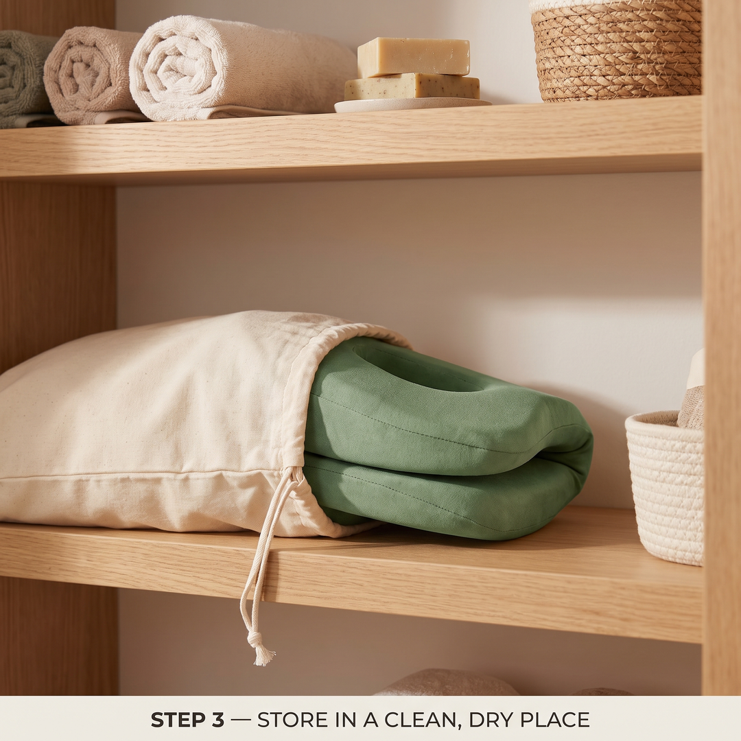 Step 3: storing a memory foam headrest cushion in a clean, dry place