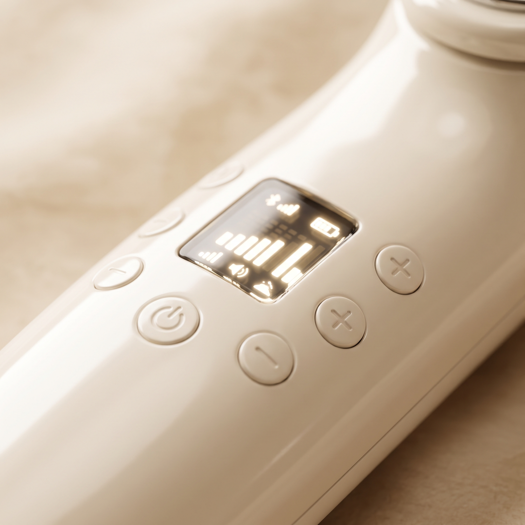 Professional Face Lifting Device Microcurrent Facial Massager - control display panel close-up