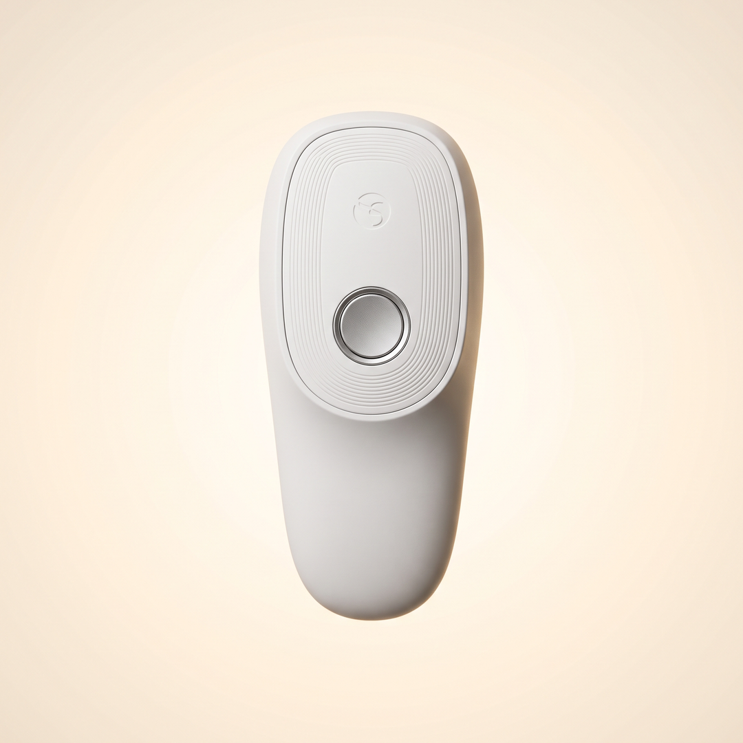 Professional Face Lifting Device Microcurrent Facial Massager - White device top-down control view