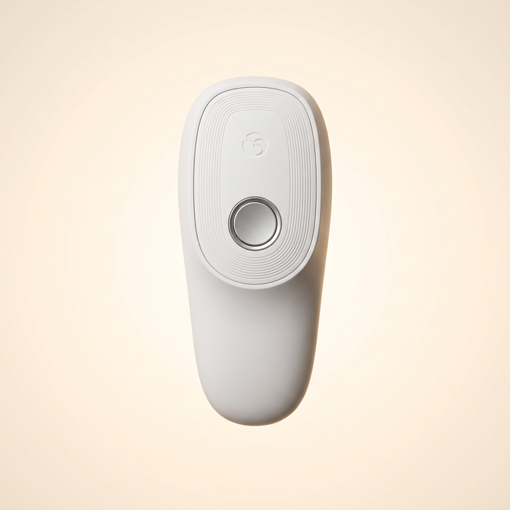 Professional Face Lifting Device Microcurrent Facial Massager - White device top-down control view