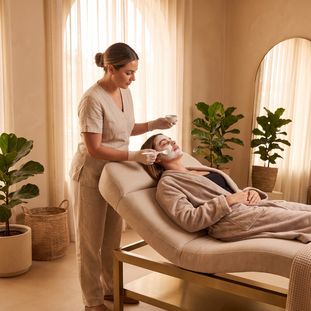 Professional Curved Reclining Facial Bed - Facial Treatment in Use