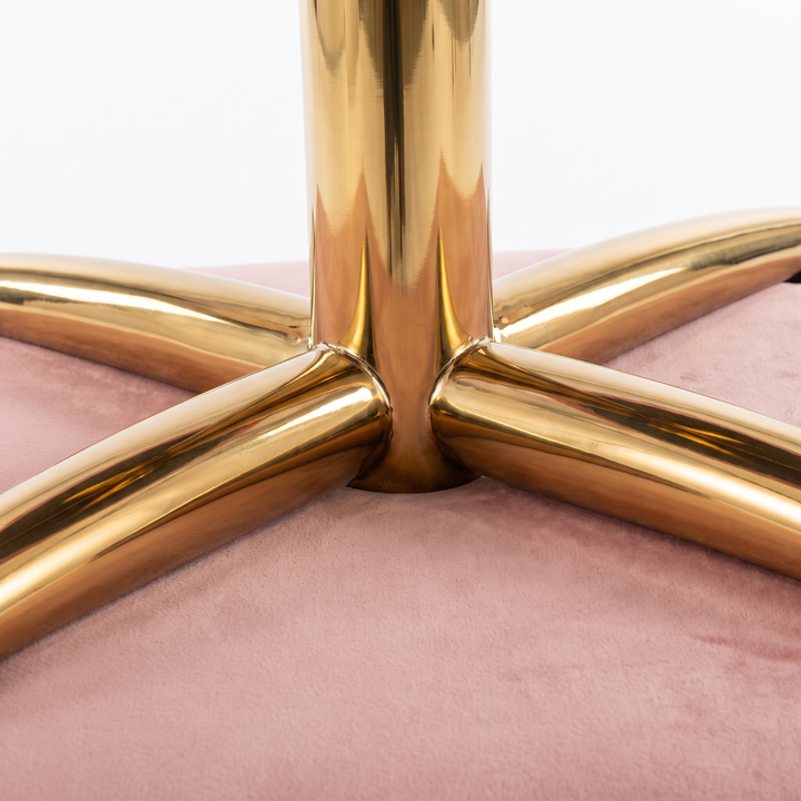Professional Curved Reclining Facial Bed - Gold Cross Base Detail