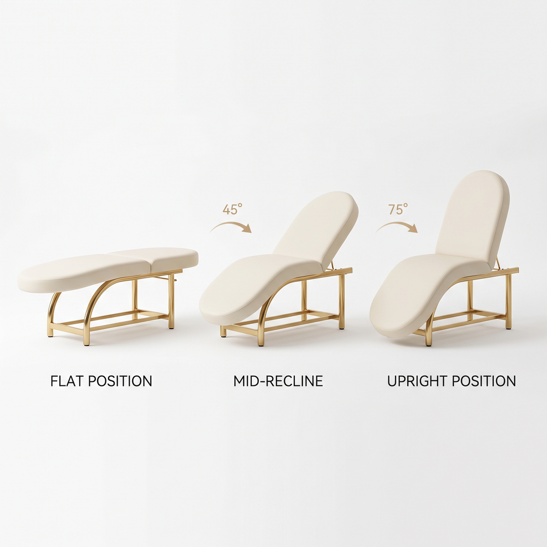 Professional Curved Reclining Facial Bed - Adjustable Recline Positions