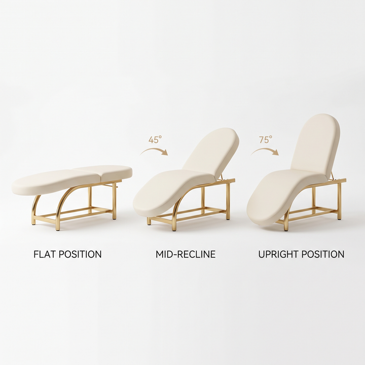 Professional Curved Reclining Facial Bed - Adjustable Recline Positions