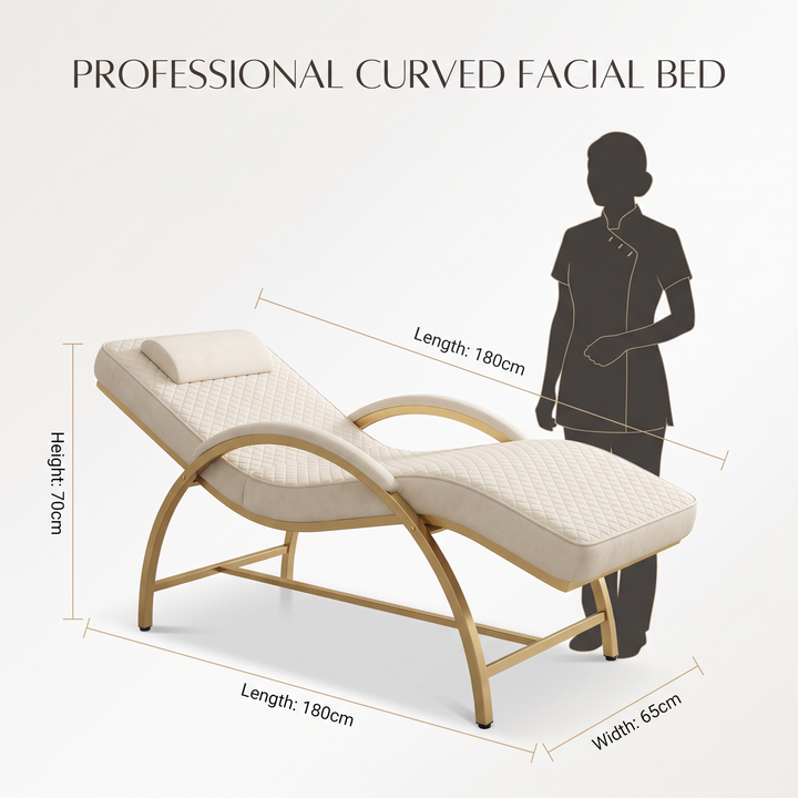 Professional Curved Reclining Facial Bed - Size Comparison