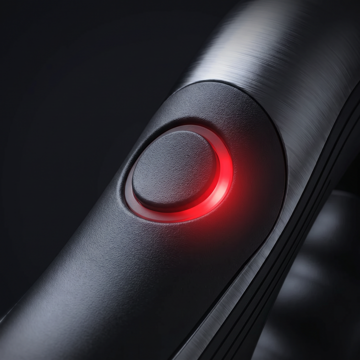 Close-up of the power and vibration speed control button on the recovery tool