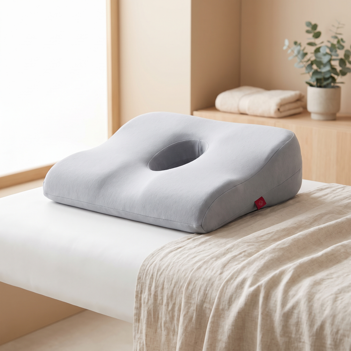 Ergonomic Face Down Pillow Memory Foam Headrest for Massage Table Comfort - Gray