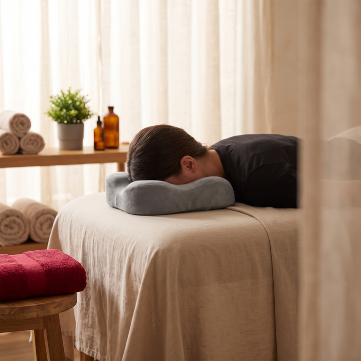Ergonomic Face Down Pillow Memory Foam Headrest for Massage Table Comfort - Lifestyle
