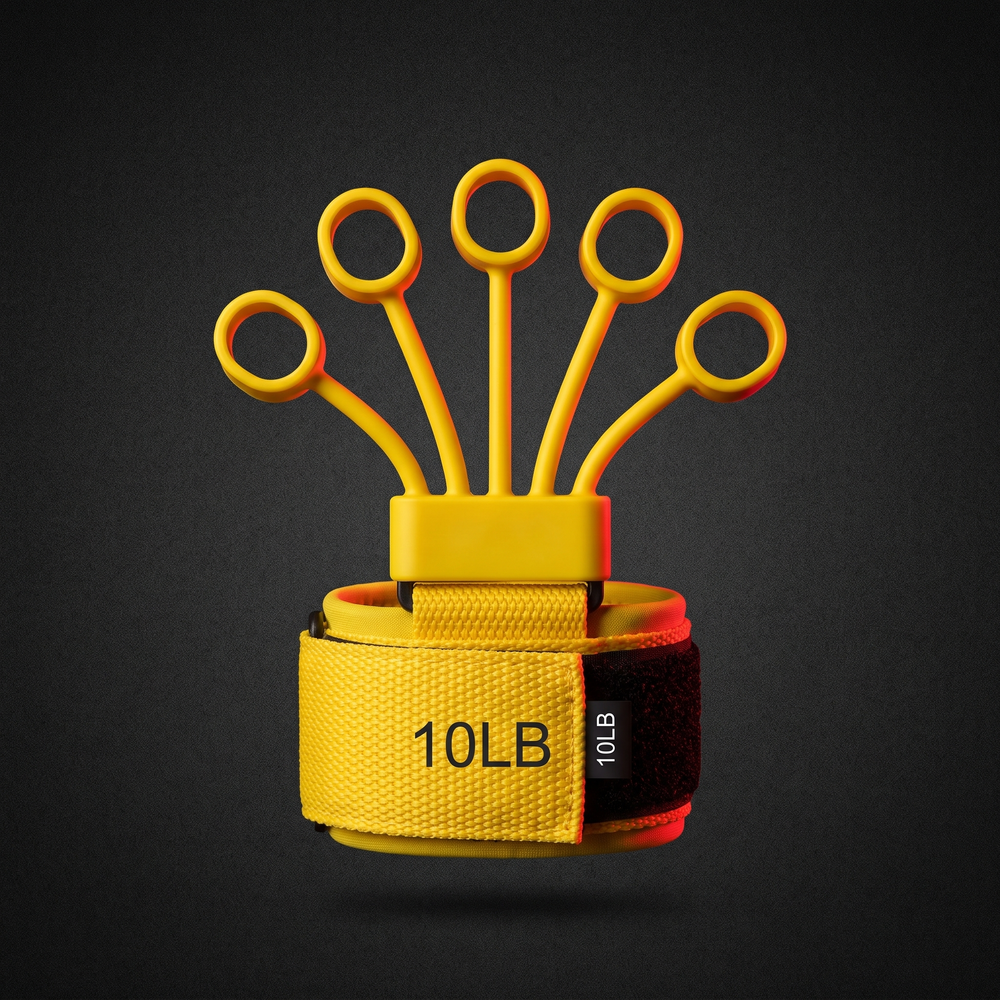 Professional Finger Exerciser Hand Grip Trainer Silicone Finger Flexion Extension Rehabilitation Training Tool Portable Finger Strengthener for Hand Mobility Recovery Home Use - Yellow 10LB Resistance