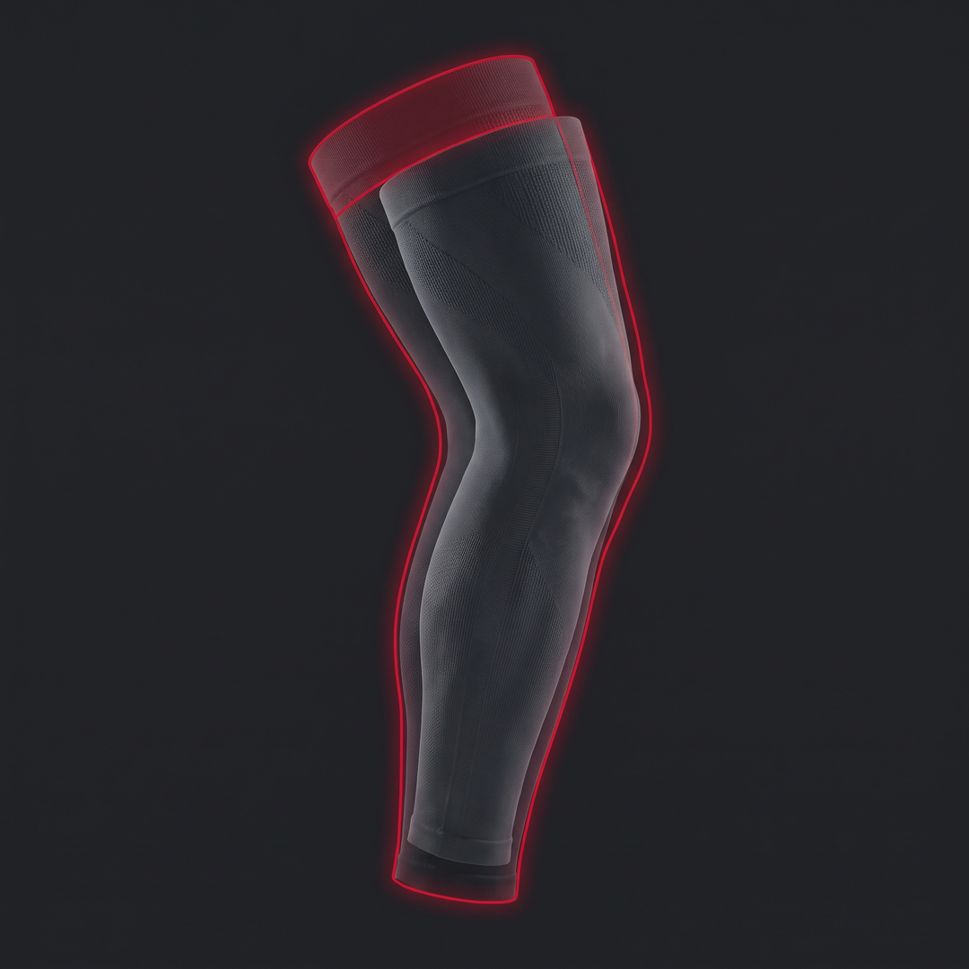 Overlay size comparison between M and L compression sleeve sizing