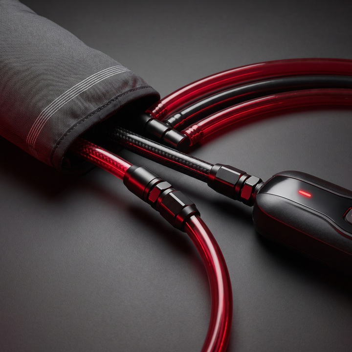 Air tubing and hose connectors linking the sleeve to the control unit