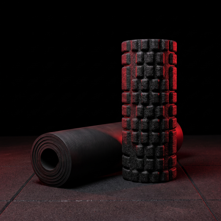 PHYSIOATHLETX Foam Roller - size comparison with yoga mat