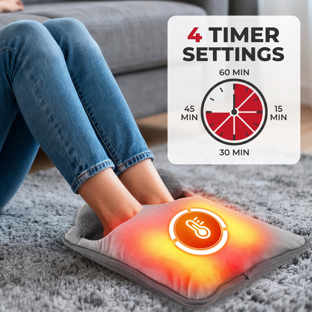 Electric Foot Heating Pad Adjustable Heat Settings Foot Warmer Mat 4 Heat Levels 4 Timers Fast Heating for Bed Office Home Winter Use - 4 Timer Settings Feature