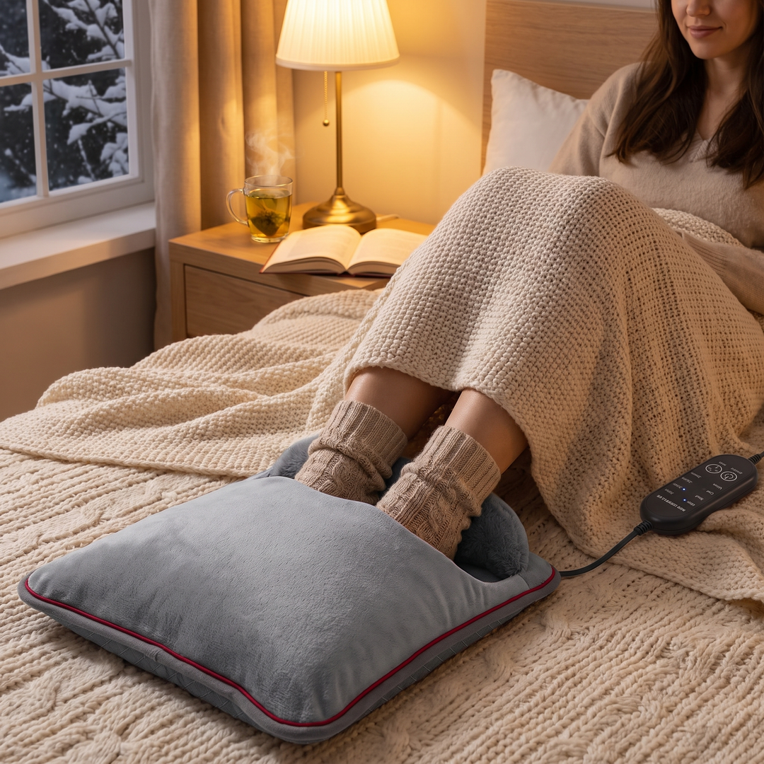 Electric Foot Heating Pad Adjustable Heat Settings Foot Warmer Mat 4 Heat Levels 4 Timers Fast Heating for Bed Office Home Winter Use - Bed Use