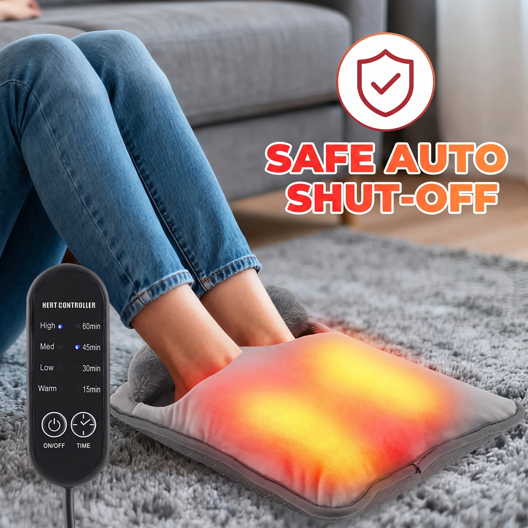 Electric Foot Heating Pad Adjustable Heat Settings Foot Warmer Mat 4 Heat Levels 4 Timers Fast Heating for Bed Office Home Winter Use - Safe Auto Shut-Off Feature