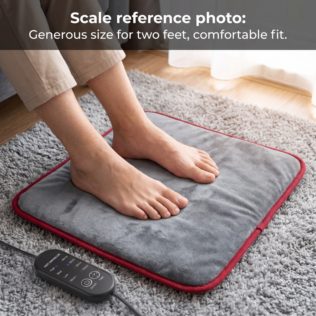 Electric Foot Heating Pad Adjustable Heat Settings Foot Warmer Mat 4 Heat Levels 4 Timers Fast Heating for Bed Office Home Winter Use - Size Reference