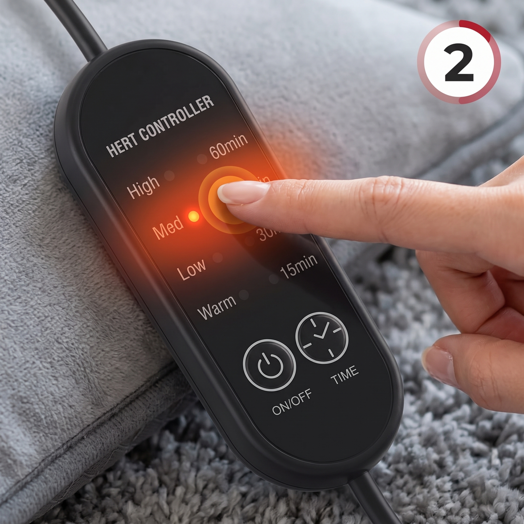 Electric Foot Heating Pad Adjustable Heat Settings Foot Warmer Mat 4 Heat Levels 4 Timers Fast Heating for Bed Office Home Winter Use - How It Works Step 2
