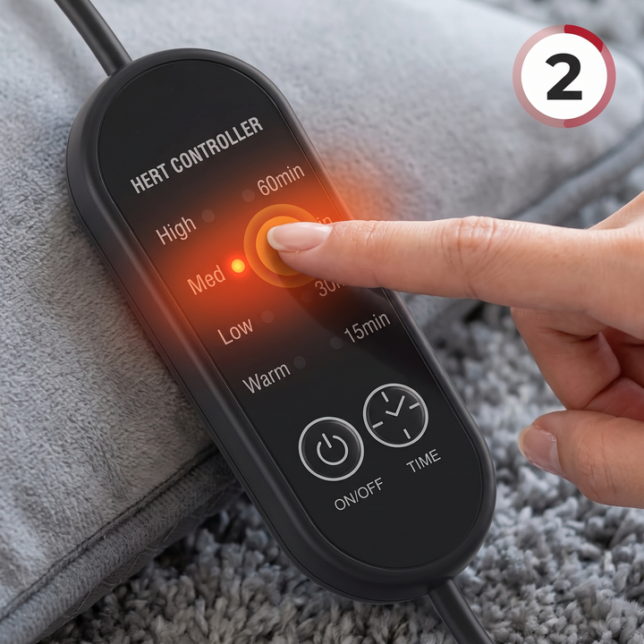 Electric Foot Heating Pad Adjustable Heat Settings Foot Warmer Mat 4 Heat Levels 4 Timers Fast Heating for Bed Office Home Winter Use - How It Works Step 2