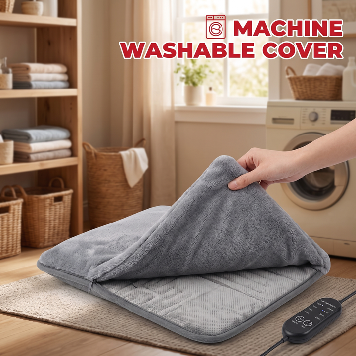 Electric Foot Heating Pad Adjustable Heat Settings Foot Warmer Mat 4 Heat Levels 4 Timers Fast Heating for Bed Office Home Winter Use - Machine Washable Cover Feature