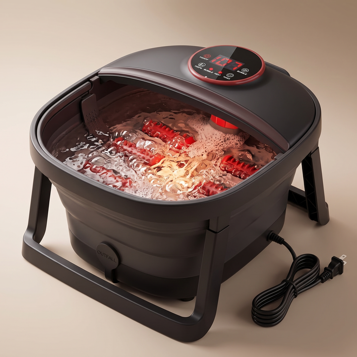 Collapsible Foot Spa Bath with Heat Bubbles - three-quarter angle hero shot