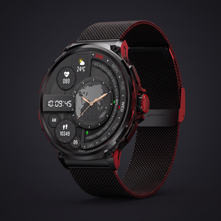 Professional GPS Smart Watch Sport Fitness Tracker - Black Mesh Band hero shot