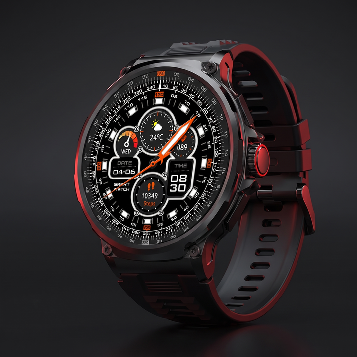 Professional GPS Smart Watch Sport Fitness Tracker - Black Silicone Band hero shot