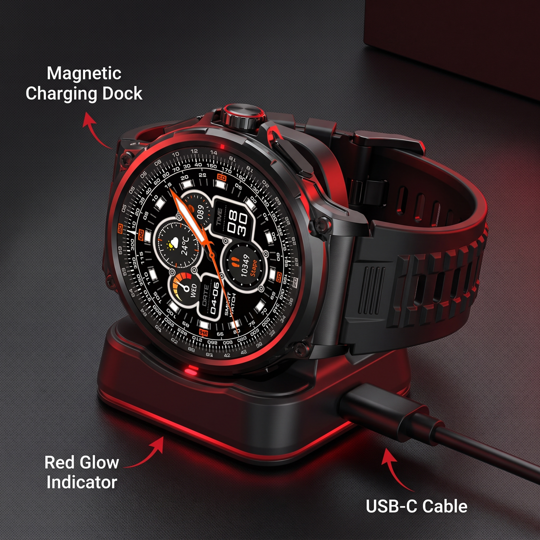Professional GPS Smart Watch Sport Fitness Tracker - charging dock and USB cable