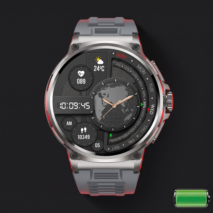 Professional GPS Smart Watch Sport Fitness Tracker - Grey Silicone Band hero shot