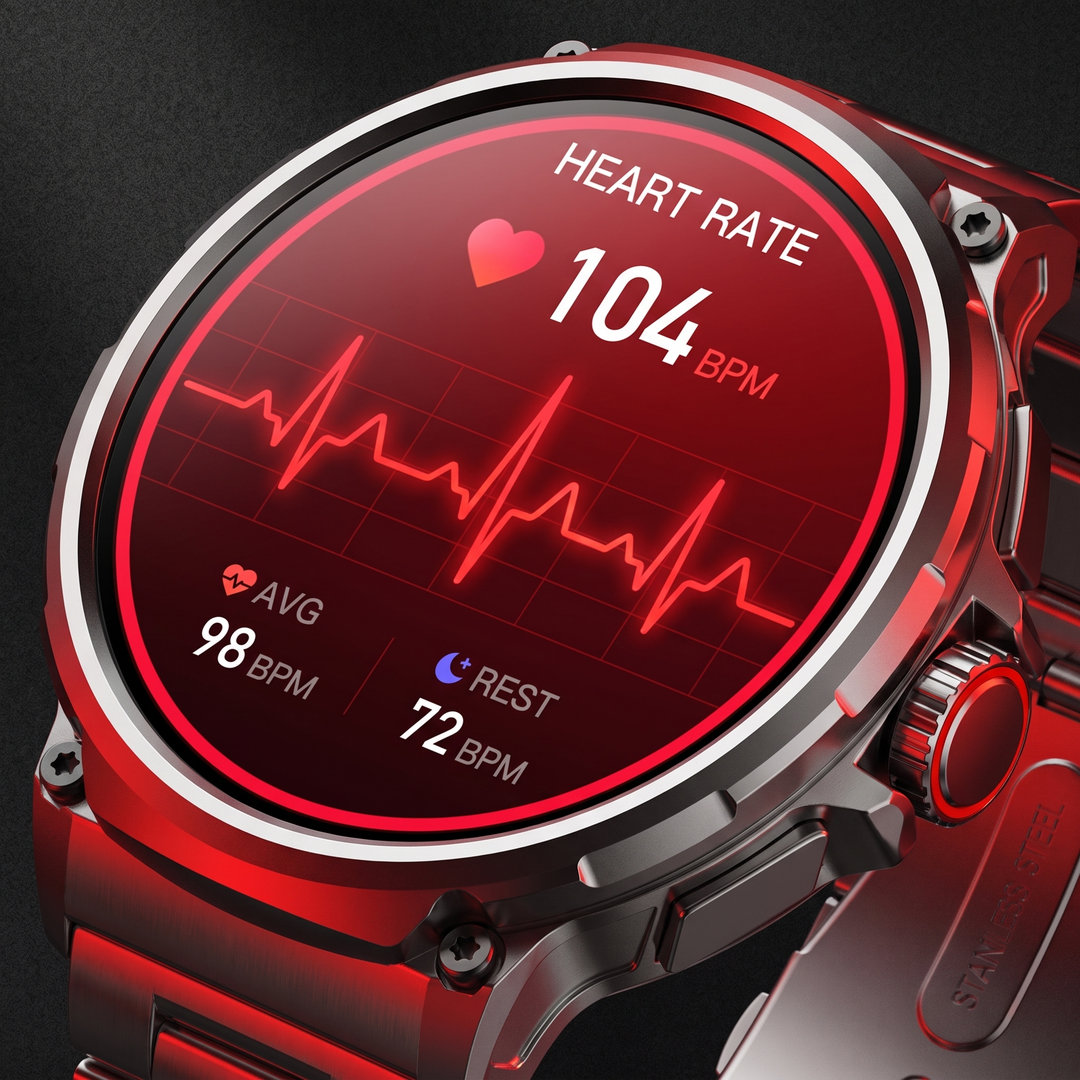 Professional GPS Smart Watch Sport Fitness Tracker - heart rate tracking screen close-up