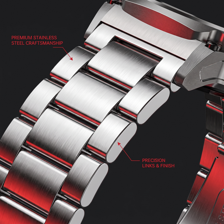 Professional GPS Smart Watch Sport Fitness Tracker - Steel Band material close-up