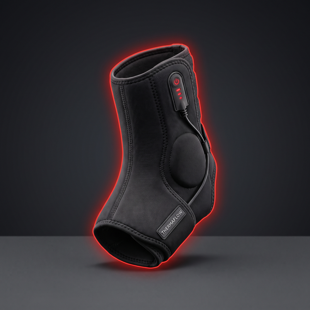 Rechargeable Electric Heated Wrist Brace Vibration Massage Wrist Support Wrap Ankle Hand Foot Protector Heating Compression Wristband for Home Recovery - Ankle Configuration Studio Angle
