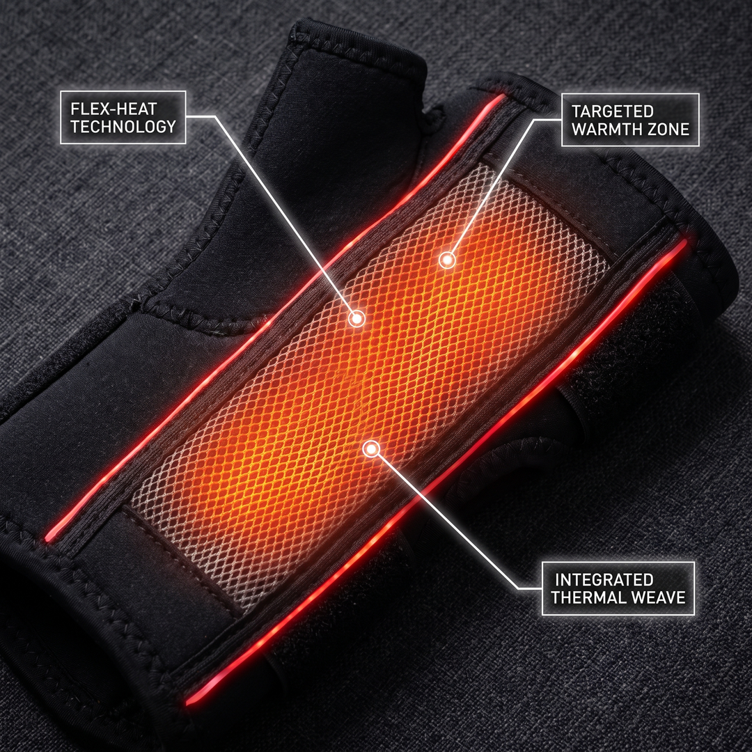 Rechargeable Electric Heated Wrist Brace Vibration Massage Wrist Support Wrap Ankle Hand Foot Protector Heating Compression Wristband for Home Recovery - Heating Element Feature Detail